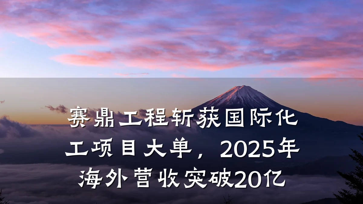 赛鼎工程斩获国际化工项目大单，2025年海外营收突破20亿